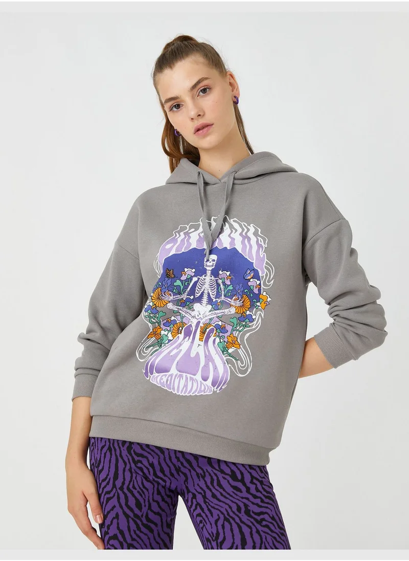 كوتون Oversized Sweatshirt Printed Hooded