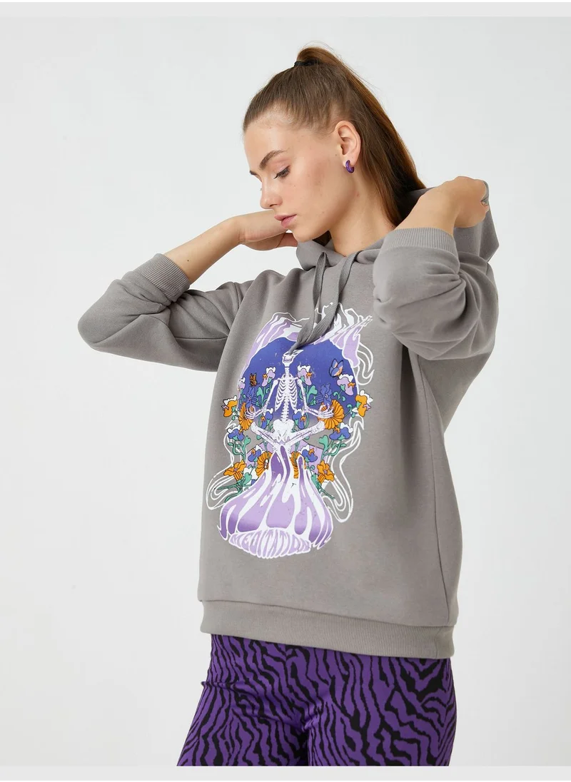 كوتون Oversized Sweatshirt Printed Hooded
