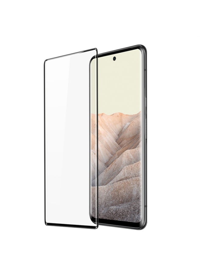 دوكس دوتشيز واقي شاشة من الزجاج المقوى، متوافق مع هاتف Google Pixel 6 Pro، واقي شاشة شفاف بحافة سوداء وتغطية كاملة (غراء كامل وحافة سوداء شفافة) - Image 1