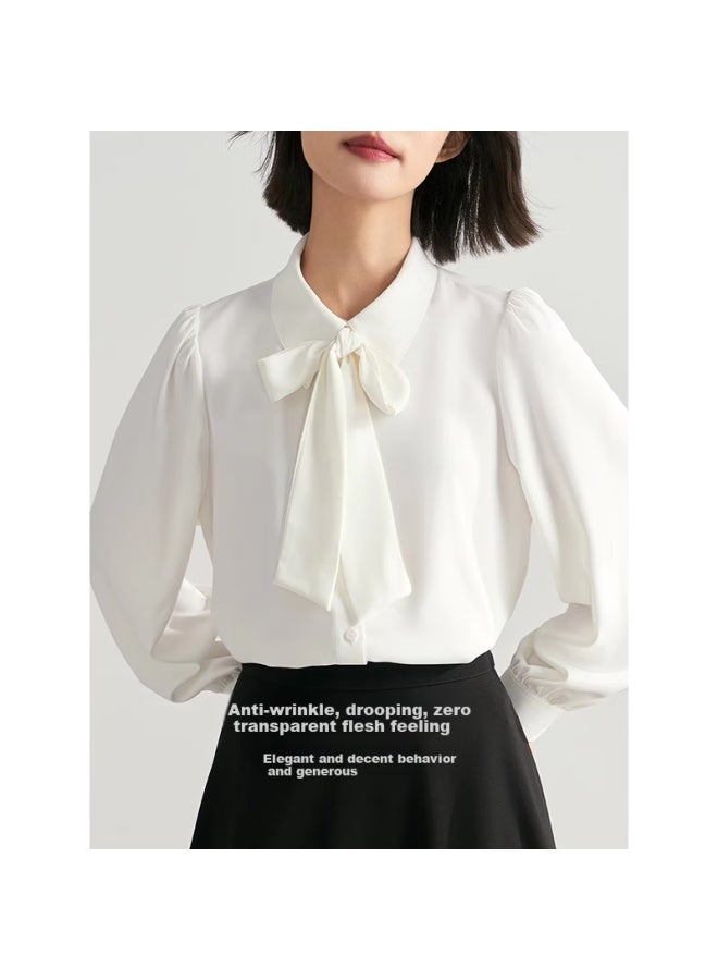 Lady Bird Miss Bird Blue Shirt Women's Professional Formal Top Interview Suit Inner Wear Commuting Wear Chiffon Shirt - Image 3