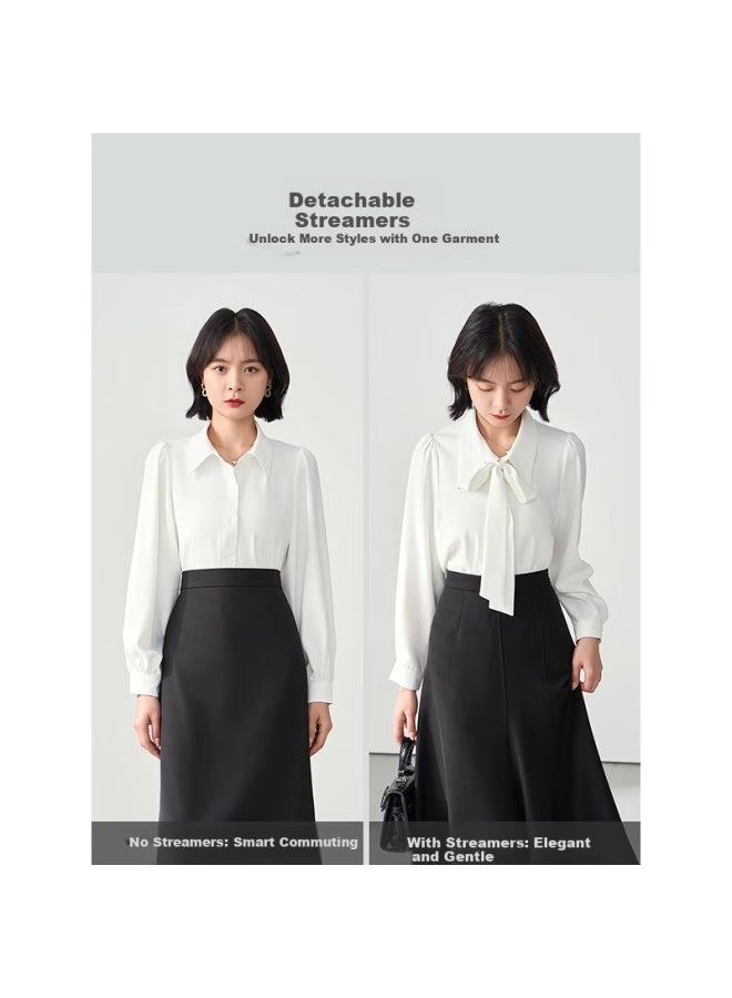 Lady Bird Miss Bird Blue Shirt Women's Professional Formal Top Interview Suit Inner Wear Commuting Wear Chiffon Shirt - Image 2