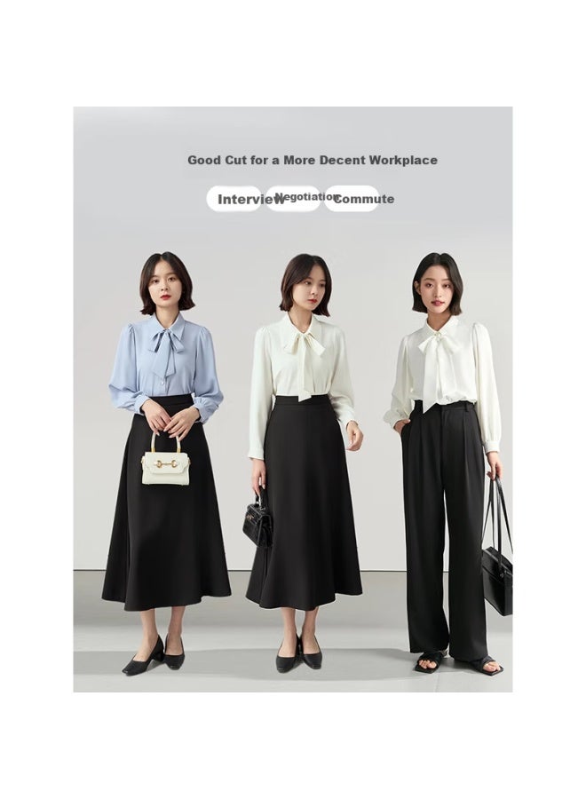 Lady Bird Miss Bird Blue Shirt Women's Professional Formal Top Interview Suit Inner Wear Commuting Wear Chiffon Shirt - Image 4