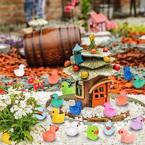 DULEFUN 200pcs Tiny Ducks 10 Colors Little Duck Figures Mini Resin Ducks Plastic Small Miniature Ducks Bulk for Dollhouse Decor Micro Fairy Garden Landscape Aquarium Tiny Toys - Image 4