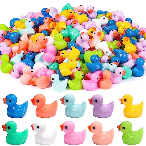 DULEFUN 200pcs Tiny Ducks 10 Colors Little Duck Figures Mini Resin Ducks Plastic Small Miniature Ducks Bulk for Dollhouse Decor Micro Fairy Garden Landscape Aquarium Tiny Toys - Image 1
