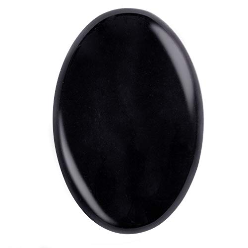 UFEEL Black Obsidian Palm Stone Crystal Natural Healing Crystal Oval Pocket Energy Stones for Anxiety Stress - Image 1