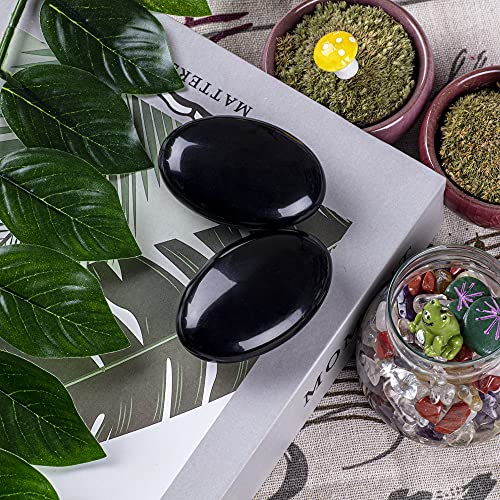 UFEEL Black Obsidian Palm Stone Crystal Natural Healing Crystal Oval Pocket Energy Stones for Anxiety Stress - Image 5