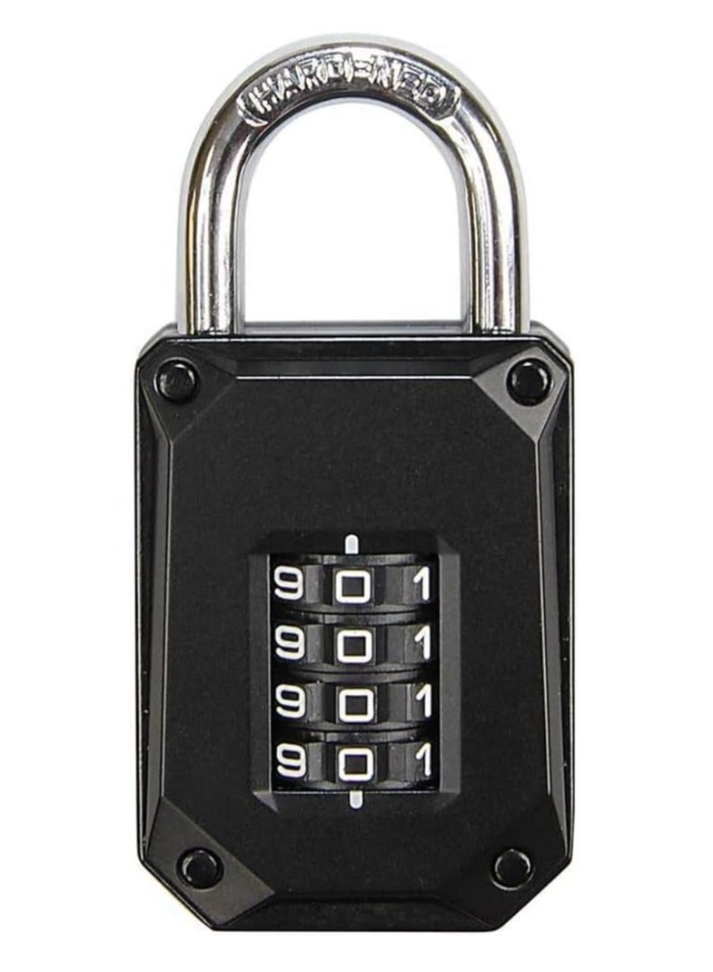 Rubik Combination Lock Padlock, 4 Digits Password Lock for Gate Door, Toolbox, Bicycle, School, Gym, Closet, Wardrobe, Bicycle, Cabinet, Door Handles (Black)  - Image 1