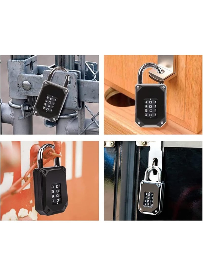 Rubik Combination Lock Padlock, 4 Digits Password Lock for Gate Door, Toolbox, Bicycle, School, Gym, Closet, Wardrobe, Bicycle, Cabinet, Door Handles (Black)  - Image 2