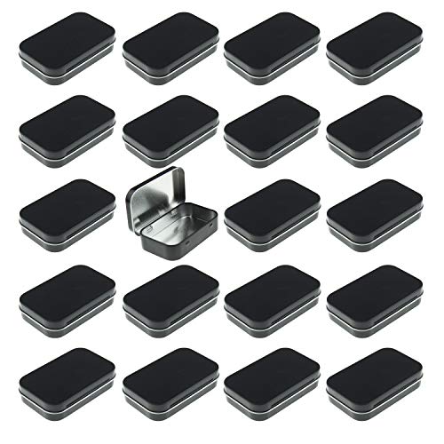 Goodma 20 Pieces Rectangular Metal Empty Hinged Tins Containers Basic Necessities Home Storage Organizer Mini Box Set, 3.75 x 2.45 x 0.8 inch (Black) - Image 5