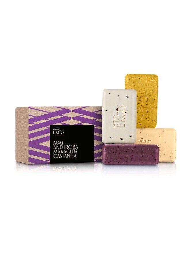 Natura - Linha Ekos - Sabonete Em Barra Puro Vegetal Esfoliante Acai, Andiroba, Castanha E Maracuja (4 X 100 Gr) - (Acai, Andiroba, Brazilian Nut, Passion Fruit Exfoliant Bar Soaps (4 X Net 3.52 Oz)) - Image 1