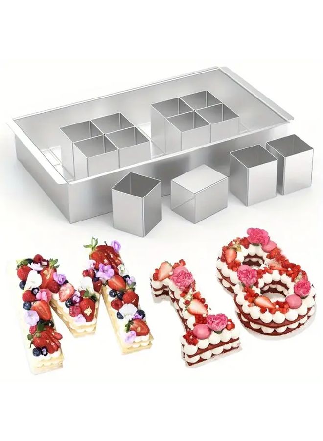Aluminum Alloy DIY Number Letter Cake Molds 1 Set Adjustable Square Patisserie Mould - Image 1