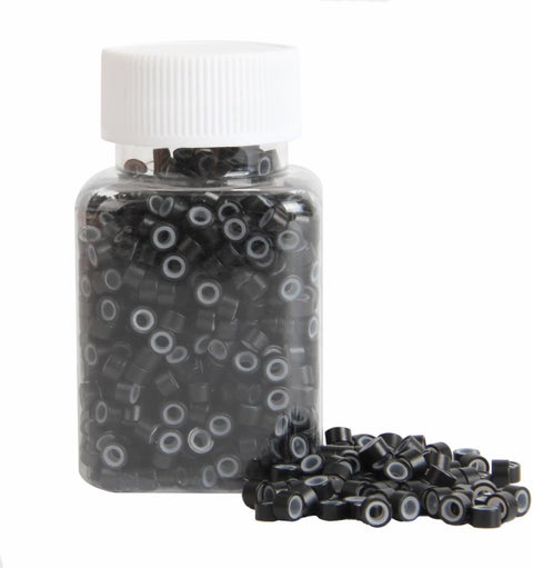 1000Pcs MicroLink Beads for Hair Extensions Micro Link Rings 5mm Silicone Lined Beads for I Tip Hair Extension Tool Black