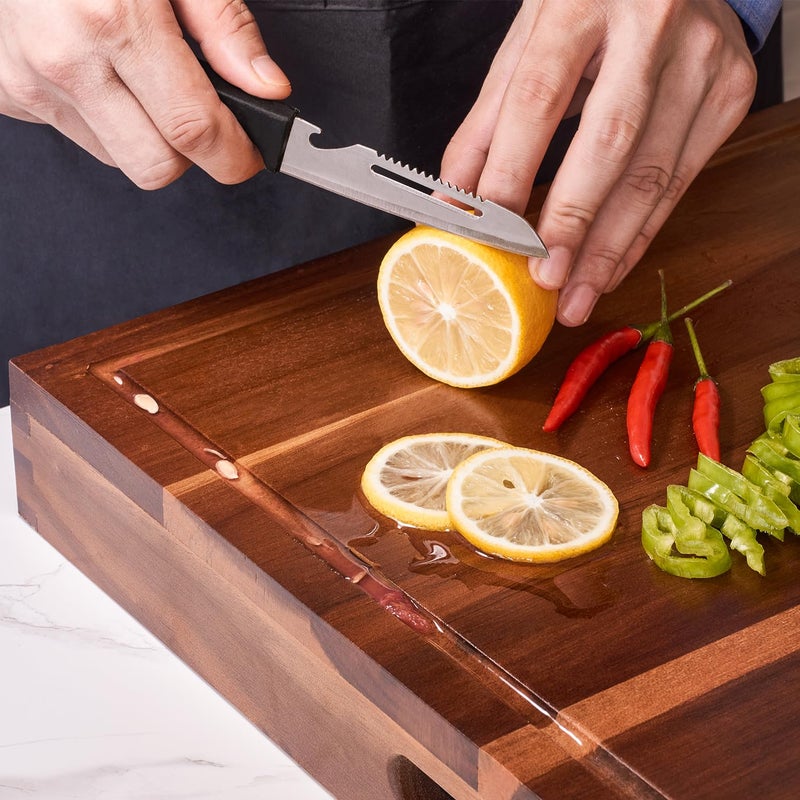 DAOYOUSKY 30x22 Acacia Noodle Board Stove Cover Wood with Handles, Wooden Stovetop Cover Cutting Board with Juice Groove for Gas Stove and Electric Stove Top, kitchen sink cover for counter space - Image 4