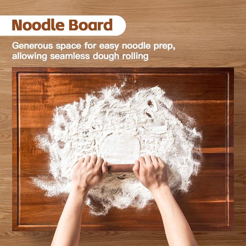 DAOYOUSKY 30x22 Acacia Noodle Board Stove Cover Wood with Handles, Wooden Stovetop Cover Cutting Board with Juice Groove for Gas Stove and Electric Stove Top, kitchen sink cover for counter space - Image 5