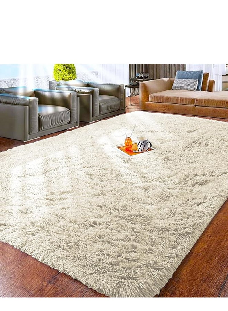 Ultra Soft Carpet, Fluffy Area Rug, Modern Home Decor Floor Nursery Mats, for Bedroom Living Room Kids Room Indoor Home Decorative Carpet (White, 200 x 300 cm) - Image 1