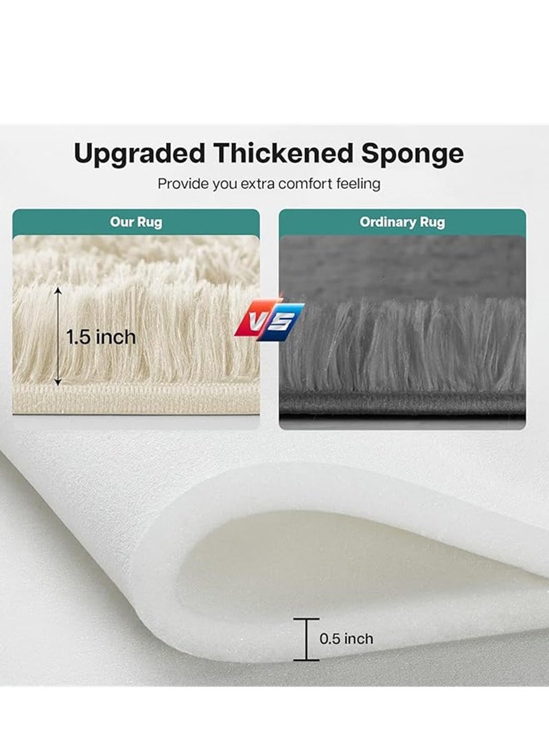 Ultra Soft Carpet, Fluffy Area Rug, Modern Home Decor Floor Nursery Mats, for Bedroom Living Room Kids Room Indoor Home Decorative Carpet (White, 200 x 300 cm) - Image 5