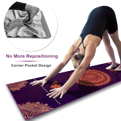 Heathyoga Non Slip Hot Yoga Towel, 100% Microfiber Non Slip Yoga Mat Towel for Hot Yoga, Pilates and Fitness, Exclusive Corner Pockets Design + Free Spray Bottle - Image 5