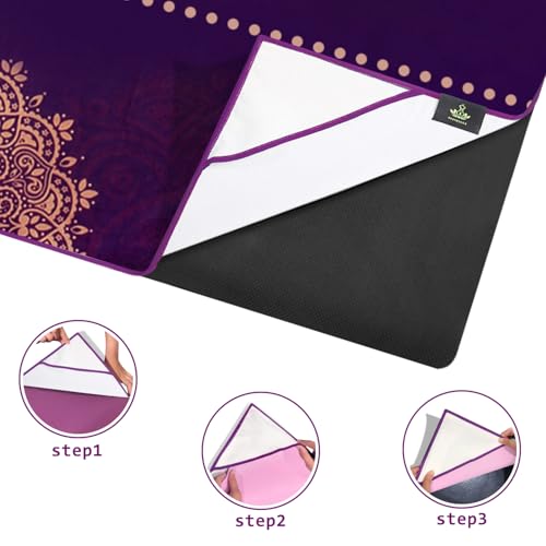 Heathyoga Non Slip Hot Yoga Towel, 100% Microfiber Non Slip Yoga Mat Towel for Hot Yoga, Pilates and Fitness, Exclusive Corner Pockets Design + Free Spray Bottle - Image 4