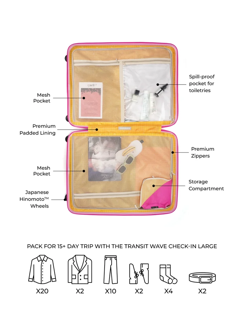 Mokobara  The Transit Wave Check-In Large - Polycarbonate Material | Excuse Me, Pink  | Best Price UAE