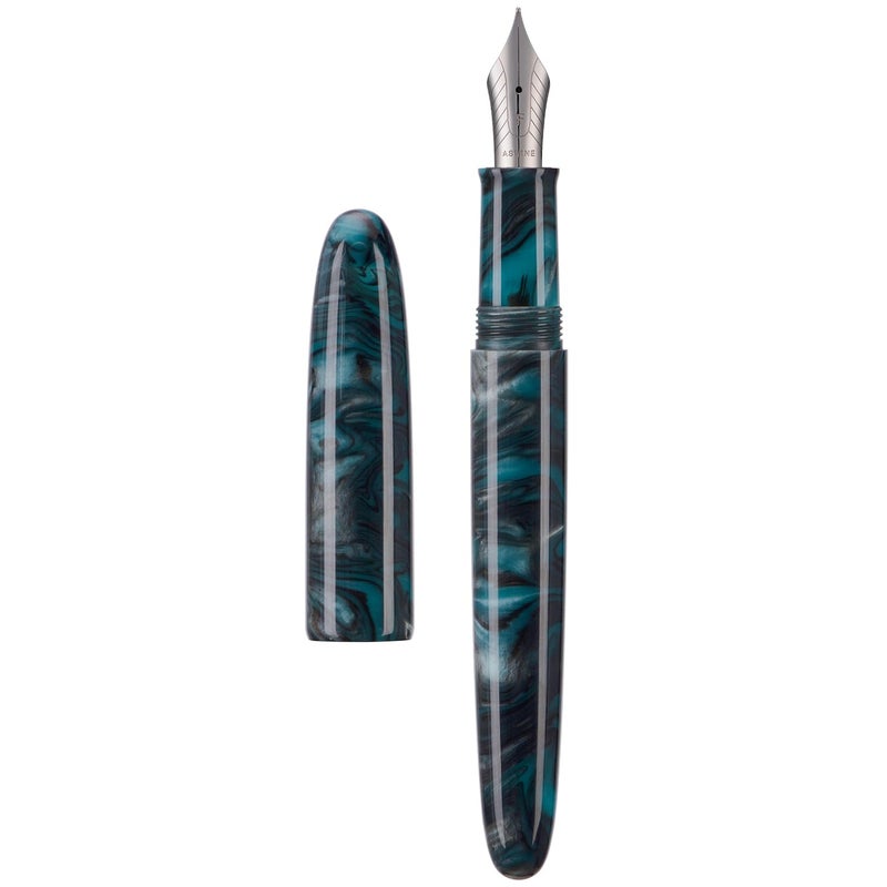 Asvine C80 Fountain Pen #8 Fine Nib Large Handcraft Pen with Converter Pen Case Collection Set (Green Ripple) - Image 2
