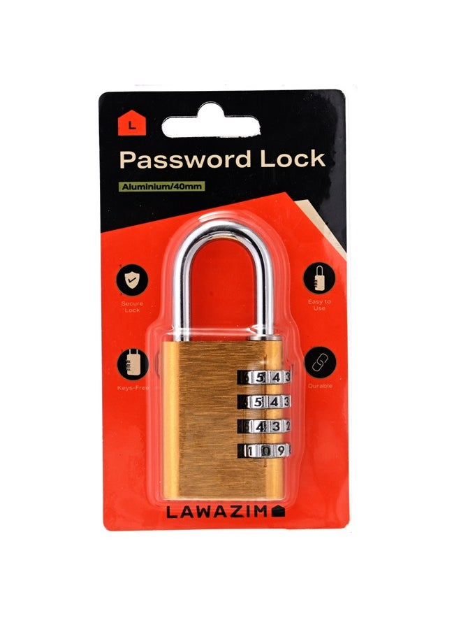 LAWAZIM - Aluminium Password Lock -40mm- Digital Lock, 4-digit Keyless Security Padlock, Weather-Resistant and Durable Design for Maximum High Security Perfect for Gym Lockers Luggage, and Storage Units - Image 1