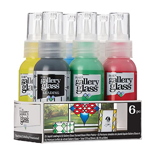 Gallery Glass, Basic Stained Kit, 6 Piece Glass Paint Set for DIY Arts and Crafts, Perfect for Beginners and Artists, 1 Count (Pack of 1) - Image 1