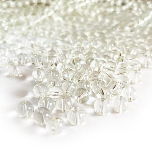 Adikala 300pc 8mm Glass Beads Jewelery Making, Crystal Beads for Bracelets Pearl moti DIY Art & Craft Charms Materials (Clear) - Image 2