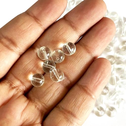 Adikala 300pc 8mm Glass Beads Jewelery Making, Crystal Beads for Bracelets Pearl moti DIY Art & Craft Charms Materials (Clear) - Image 1
