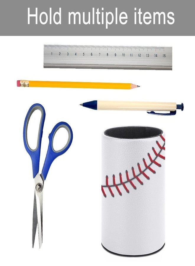XUWU Ball Lace Baseball Pen Holder Pencil Organizer Cute Pencil Cup Desk Decor Makeup Brush Holder PU Multifunctional Office Suppliesfor Home Classroom School - Image 4
