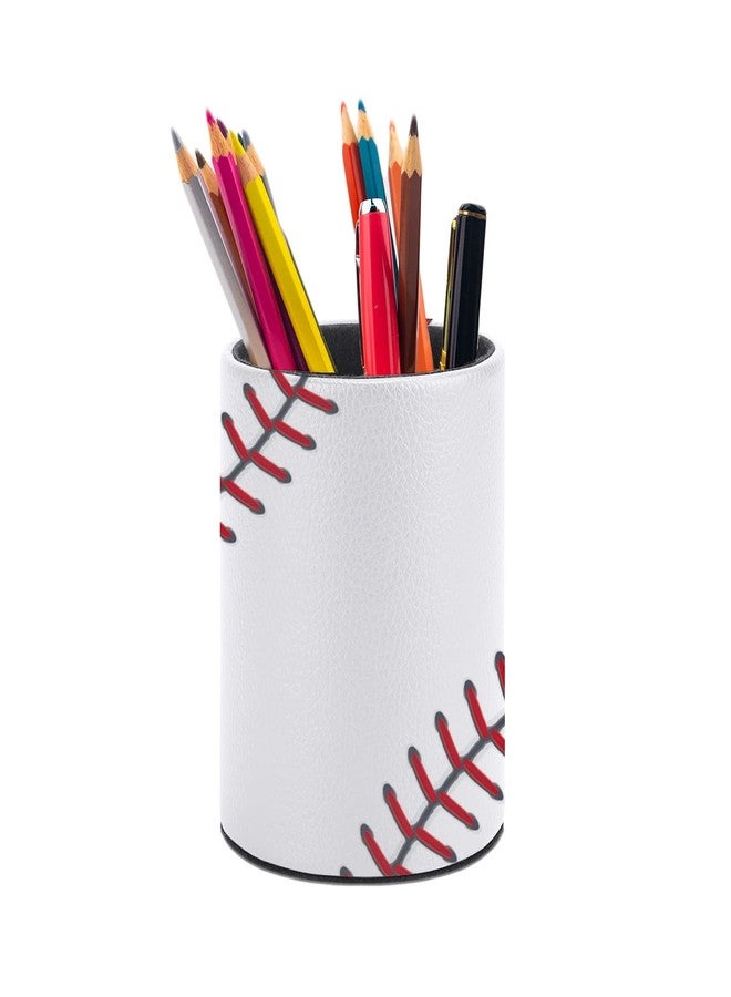 XUWU Ball Lace Baseball Pen Holder Pencil Organizer Cute Pencil Cup Desk Decor Makeup Brush Holder PU Multifunctional Office Suppliesfor Home Classroom School - Image 1