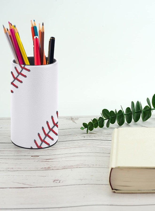 XUWU Ball Lace Baseball Pen Holder Pencil Organizer Cute Pencil Cup Desk Decor Makeup Brush Holder PU Multifunctional Office Suppliesfor Home Classroom School - Image 5