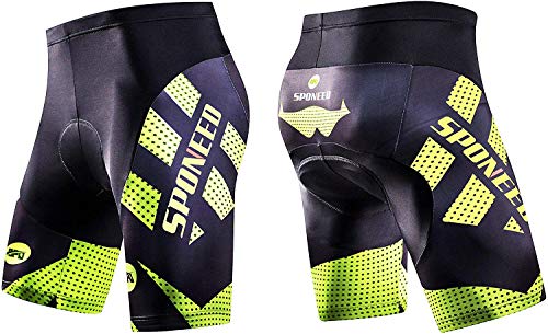 sponeed Men's Road Bike Pants Triathlon Biking Underwear Gym Spin Shorts Bicycle Riding Tights with Padding US XL Green - Image 2