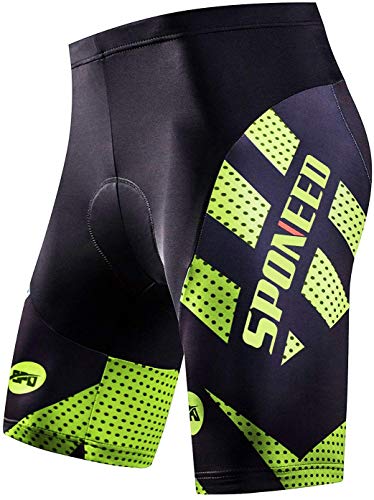 sponeed Men's Road Bike Pants Triathlon Biking Underwear Gym Spin Shorts Bicycle Riding Tights with Padding US XL Green - Image 1