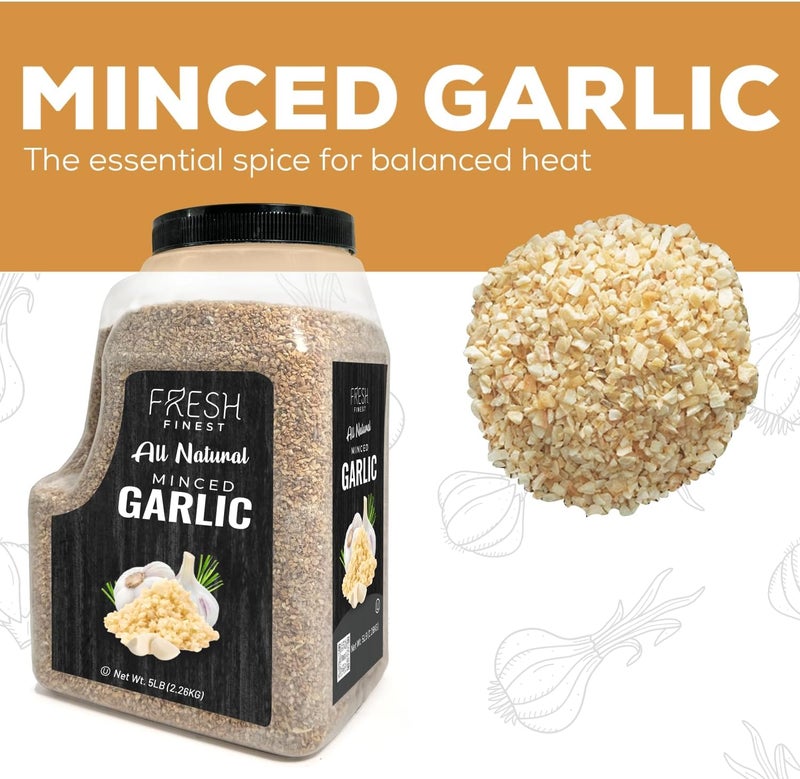 Fresh Finest All Natural Minced Garlic - 5 LB Bulk Dried Garlic Flakes for Cooking - Image 3