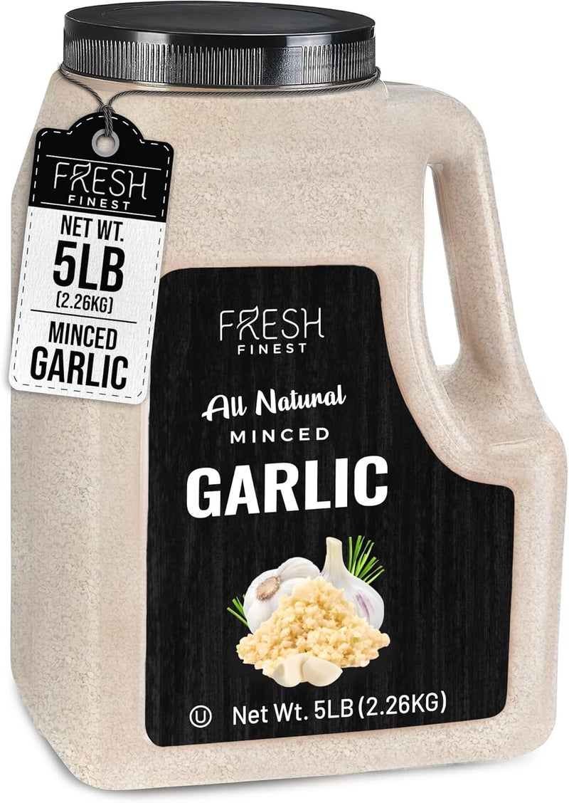 Fresh Finest All Natural Minced Garlic - 5 LB Bulk Dried Garlic Flakes for Cooking - Image 1