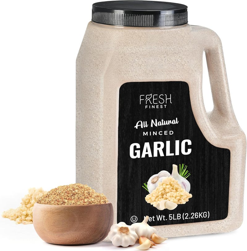 Fresh Finest All Natural Minced Garlic - 5 LB Bulk Dried Garlic Flakes for Cooking - Image 4