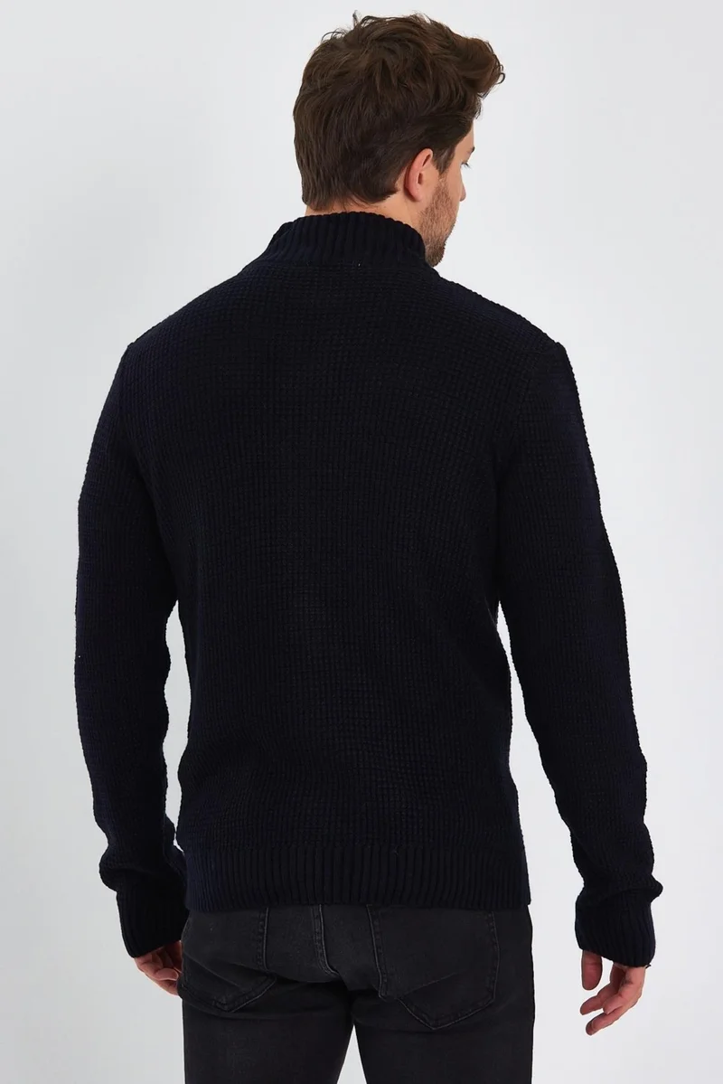 الكسندر جاردي Turtleneck Zippered Knit Cardigan (E22-5714)