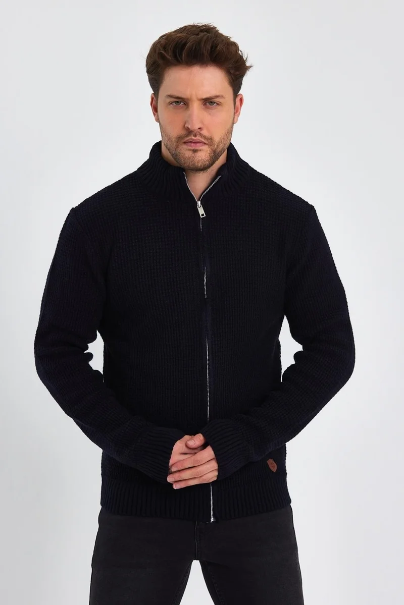 الكسندر جاردي Turtleneck Zippered Knit Cardigan (E22-5714)