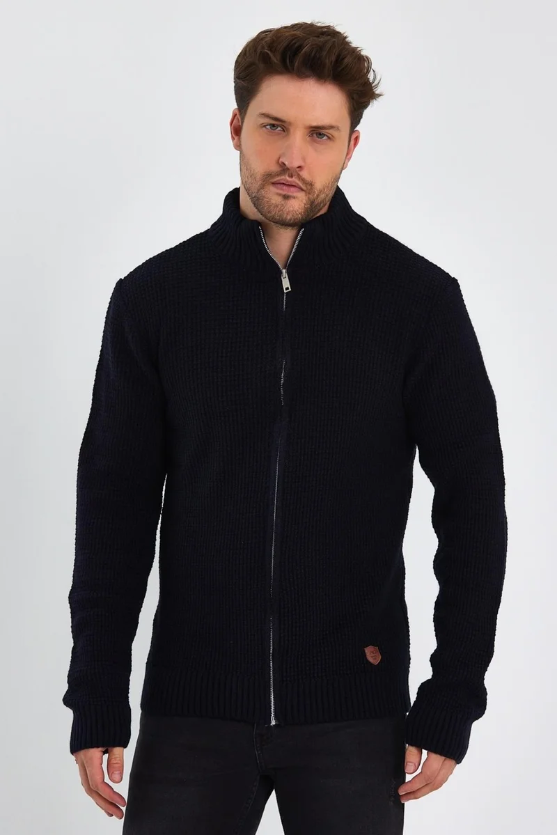 الكسندر جاردي Turtleneck Zippered Knit Cardigan (E22-5714)