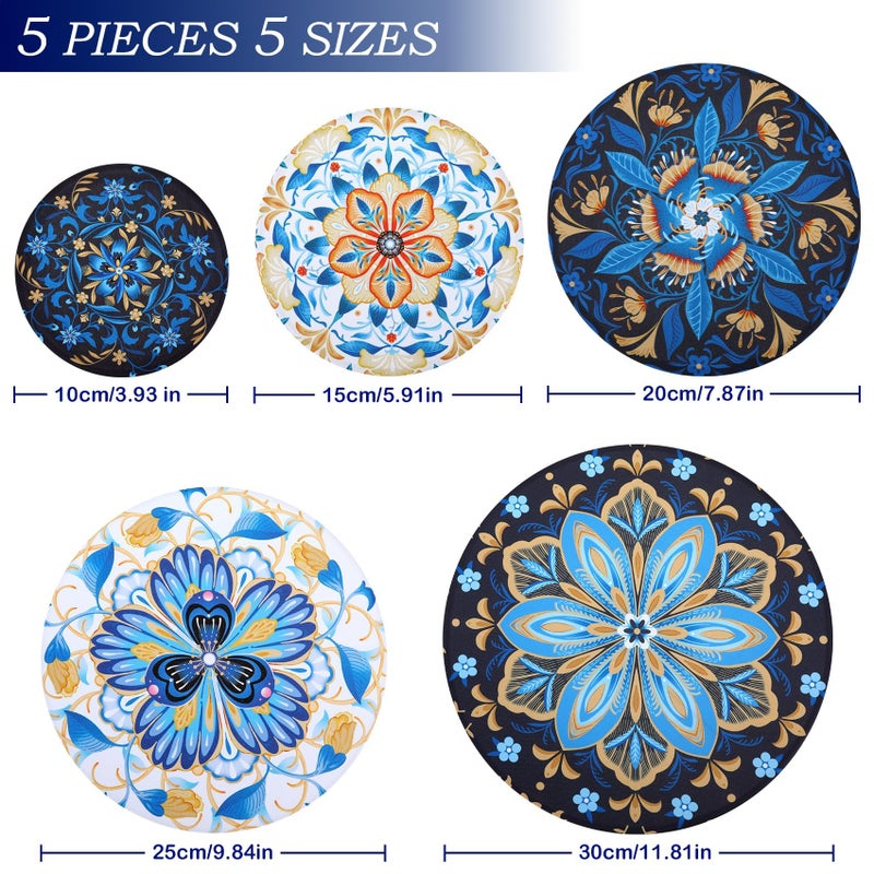 Revahope 5 Pieces Bowl Covers Reusable, 5 Size Elastic Cloth Bowl Covers for Bread Proofing Stretch Food Covers Washable for Food Fruits Leftover (Lozenge Floral) - Image 2