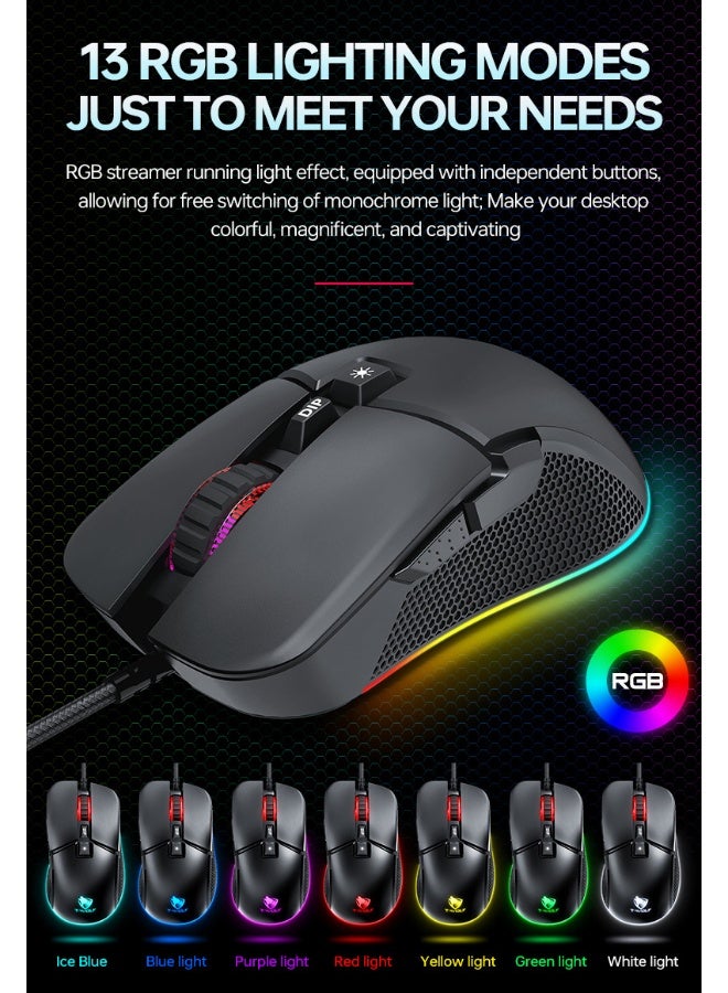 T-WOLF G590 Gaming Mouse - Wired USB RGB Mechanical Gaming Mouse - Image 4