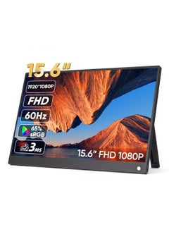HILUKE 15.6'' FHD 1080P Portable Monitor – USB-C Plug & Play Travel Display with HDR, Smart Cover, External Second Screen for Laptop, Phone, Mac, Xbox, PS4/5, and Switch  - Image 1