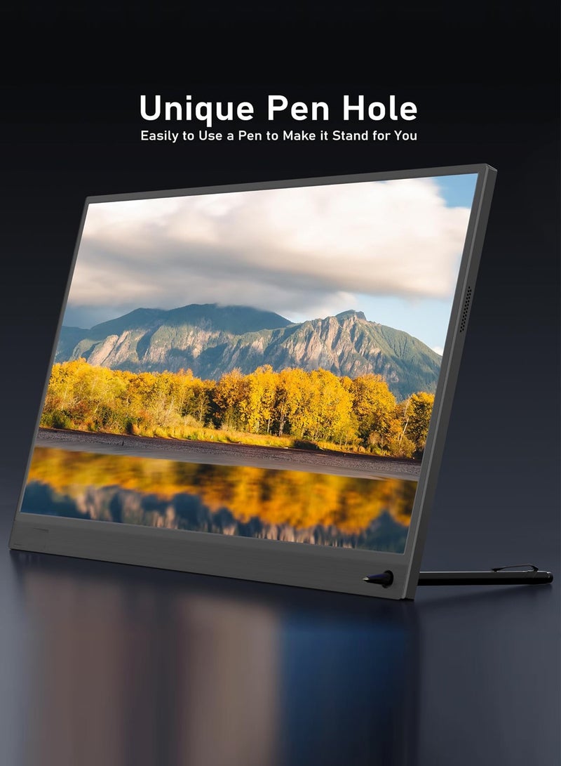 HILUKE 15.6'' FHD 1080P Portable Monitor – USB-C Plug & Play Travel Display with HDR, Smart Cover, External Second Screen for Laptop, Phone, Mac, Xbox, PS4/5, and Switch  - Image 4