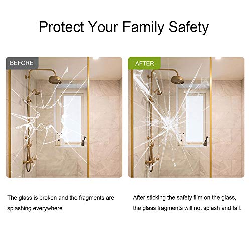 SUMAGITIN Clear Window Security Film Adhesive Anti Shatter Safety Window Glass Protection Sticker Heat Control Anti UV for Home and Office 2Mil, 24inch x 8.2feet - Image 4