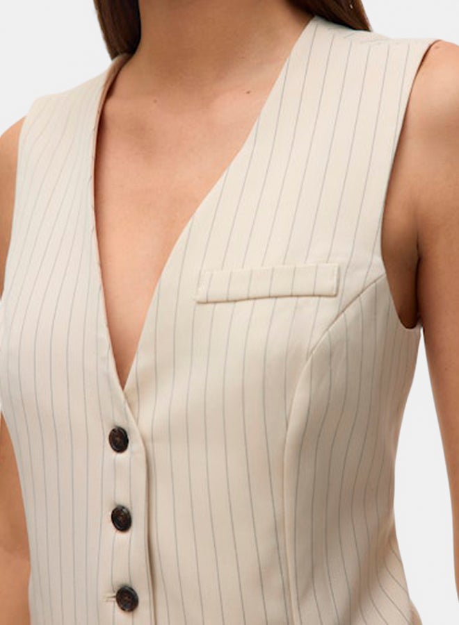 VERO MODA VERO MODA Womens Troian Sleeveless Pintripe Tailored Vest  - Image 4