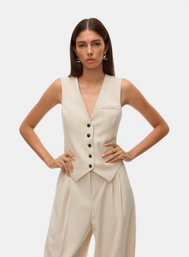 VERO MODA VERO MODA Womens Troian Sleeveless Pintripe Tailored Vest  - Image 2