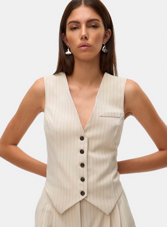 VERO MODA VERO MODA Womens Troian Sleeveless Pintripe Tailored Vest  - Image 1
