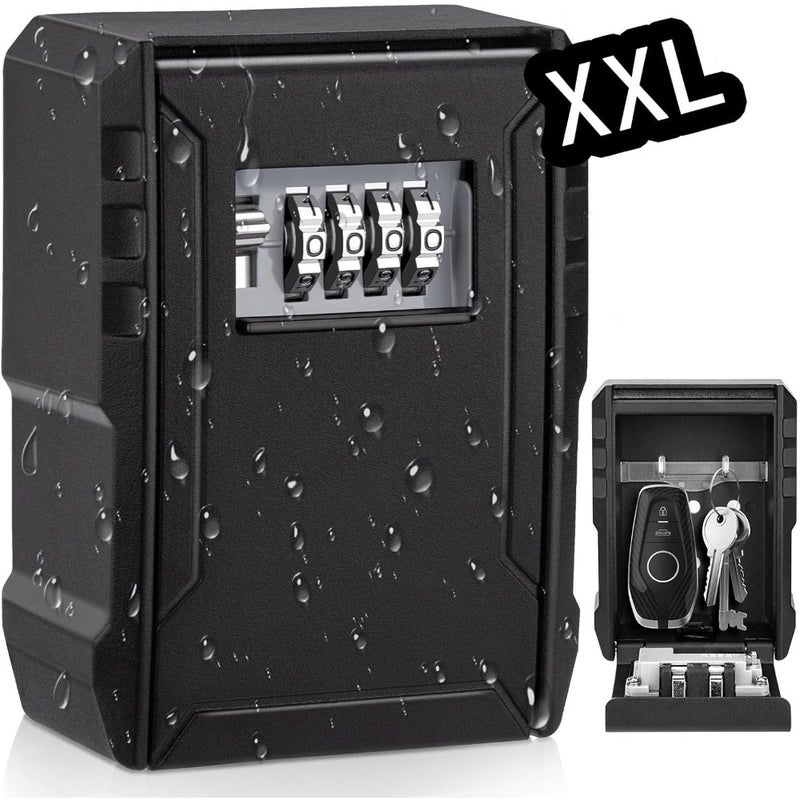 Large Capacity Key Lock Box, Sturdy Waterproof Wall Mount Security Lockbox for House, Garage, Office, Warehouse, Outdoor Key Hider with Code, Secure Storage for Keys - Image 1