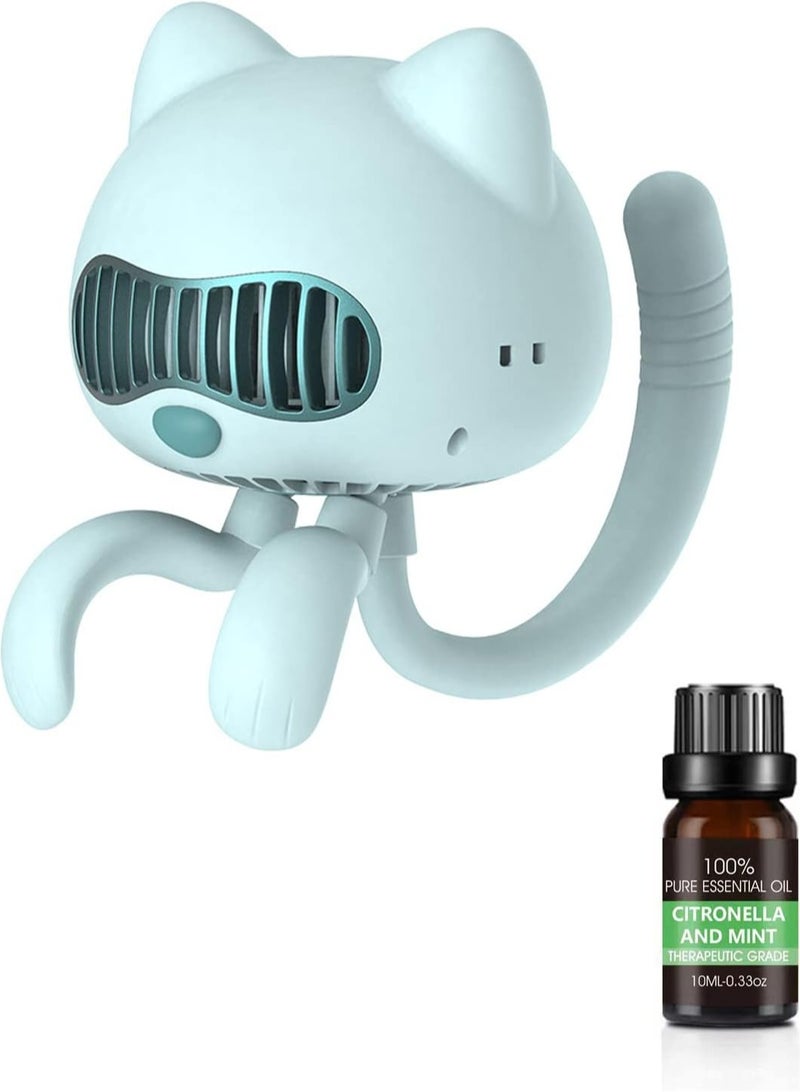 Mini Stroller Fan with Aromatherapy Oil Flexible Tripod Clip, Portable Bladeless Fan 4000mAH Battery 3 Speeds Quiet Rechargeable for Stroller Car Seat Crib Bike Desktop (Blue)  - Image 1