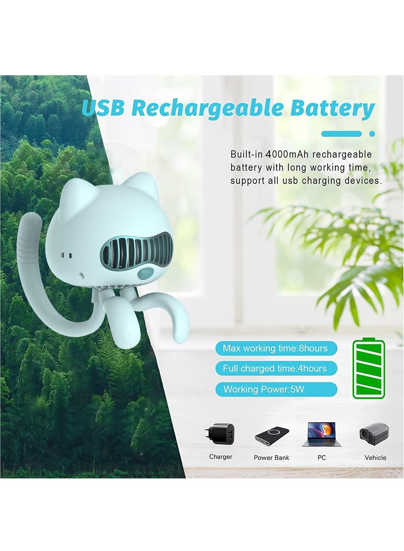 Mini Stroller Fan with Aromatherapy Oil Flexible Tripod Clip, Portable Bladeless Fan 4000mAH Battery 3 Speeds Quiet Rechargeable for Stroller Car Seat Crib Bike Desktop (Blue)  - Image 2